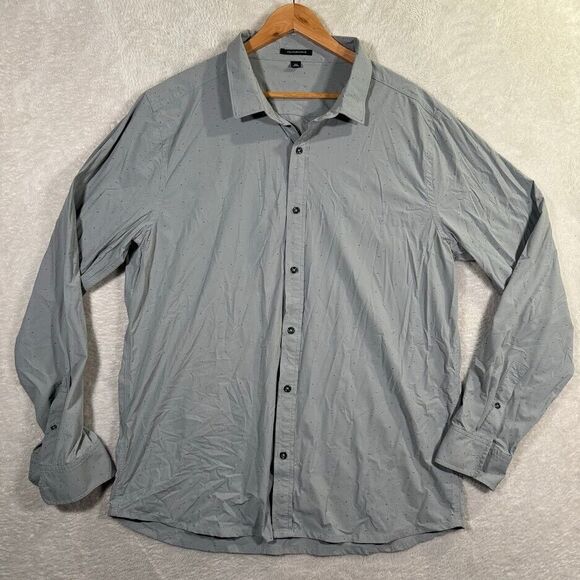 Travis Mathew Mens‎ XXL Geometric Button Shirt Long Sleeve Grey Casual Nylon EUC - Picture 2 of 7